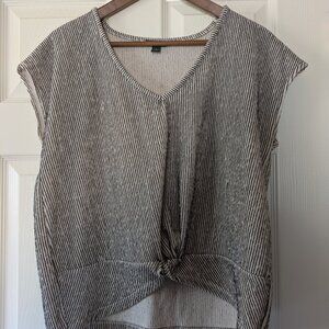 Ann Taylor short sleeve striped professional top shirt